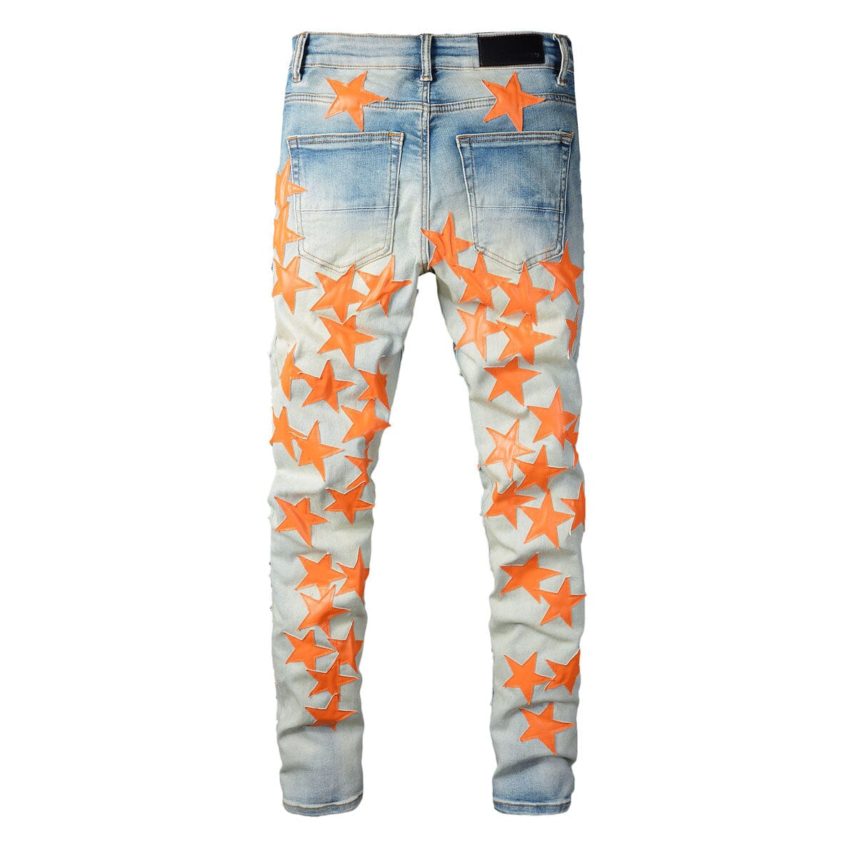 The Hollywood Patchwork Denim Jeans - Orange