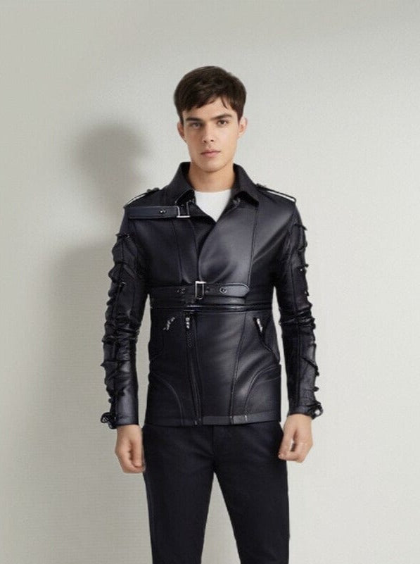 The Cavalier Strapped Faux Leather Biker Jacket