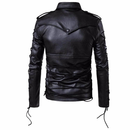 The Cavalier Strapped Faux Leather Biker Jacket