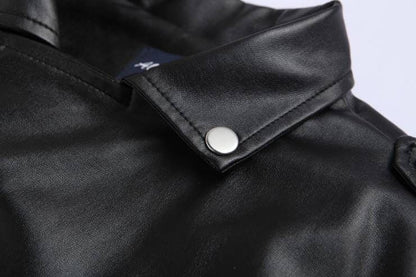The Harley Slim Fit Faux Leather Moto Biker Jacket - Black
