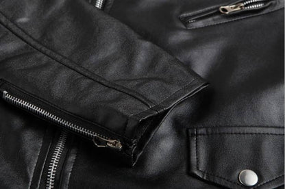 The Harley Slim Fit Faux Leather Moto Biker Jacket - Black