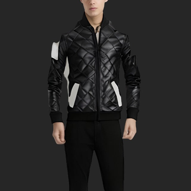 The Anton Quilted Faux Leather Moto Biker Jacket - Black