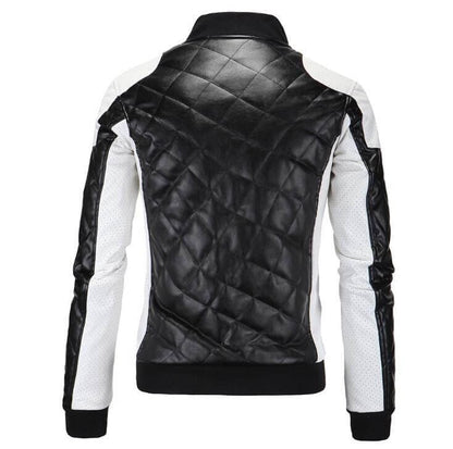 The Anton Quilted Faux Leather Moto Biker Jacket - Black