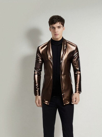 The Reign Faux Leather Jacket - Gold