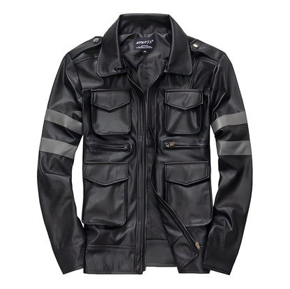 The Luther Striped Faux Leather Biker Jacket - Multiple Colors