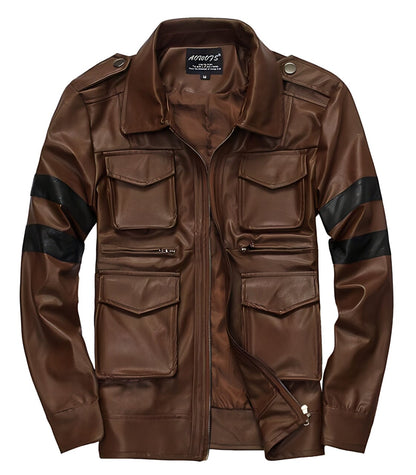 The Luther Striped Faux Leather Biker Jacket - Multiple Colors