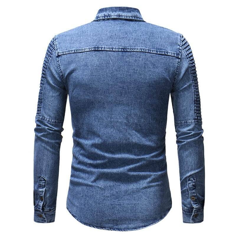 The Louis Slim Fit Long Sleeve Denim Shirt - Ice Blue