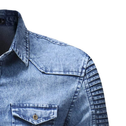 The Louis Slim Fit Long Sleeve Denim Shirt - Ice Blue