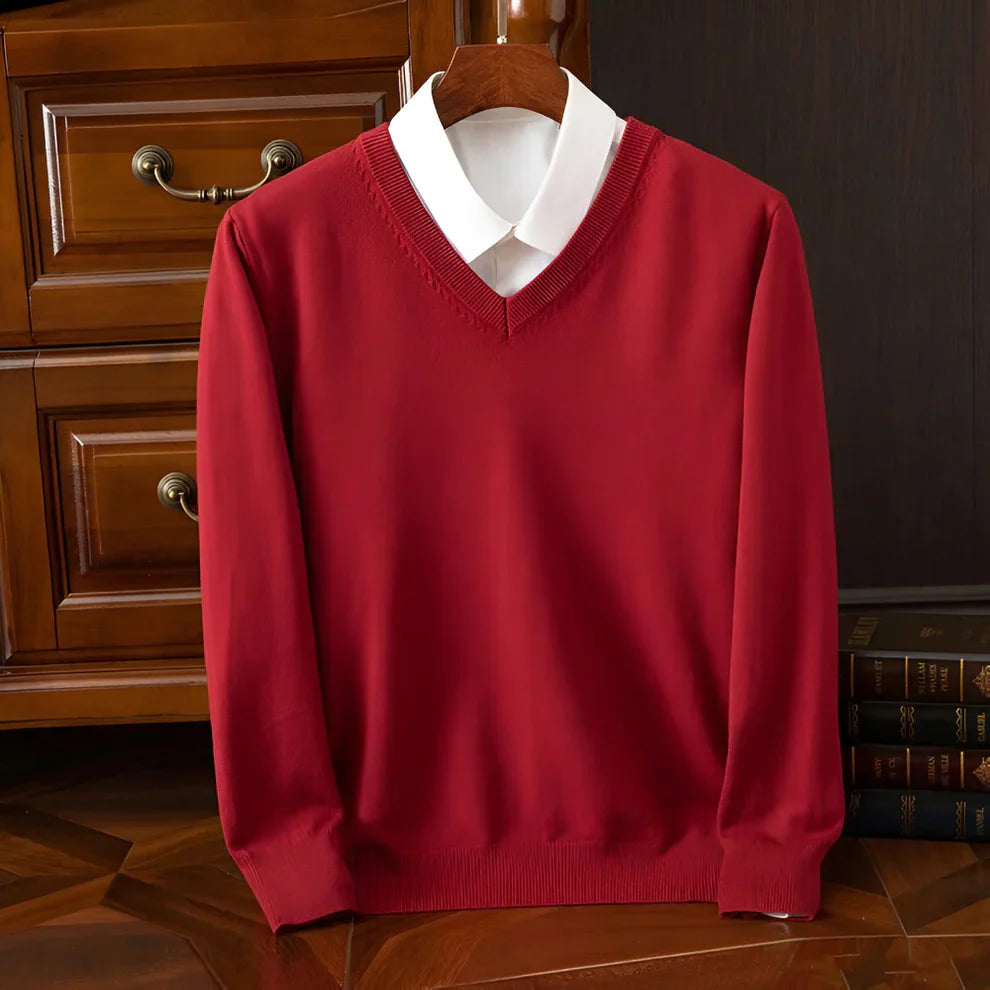 Men's v-neck long sleeve knitted sweater – men