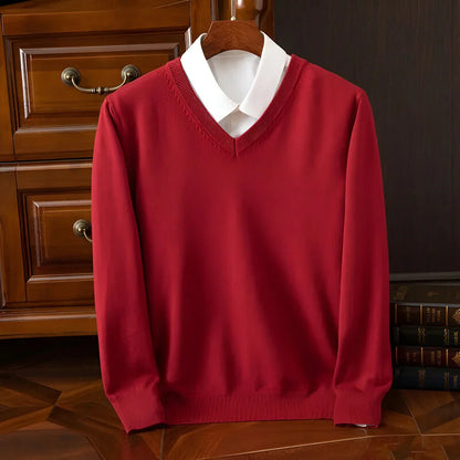 Men's v-neck long sleeve knitted sweater – men