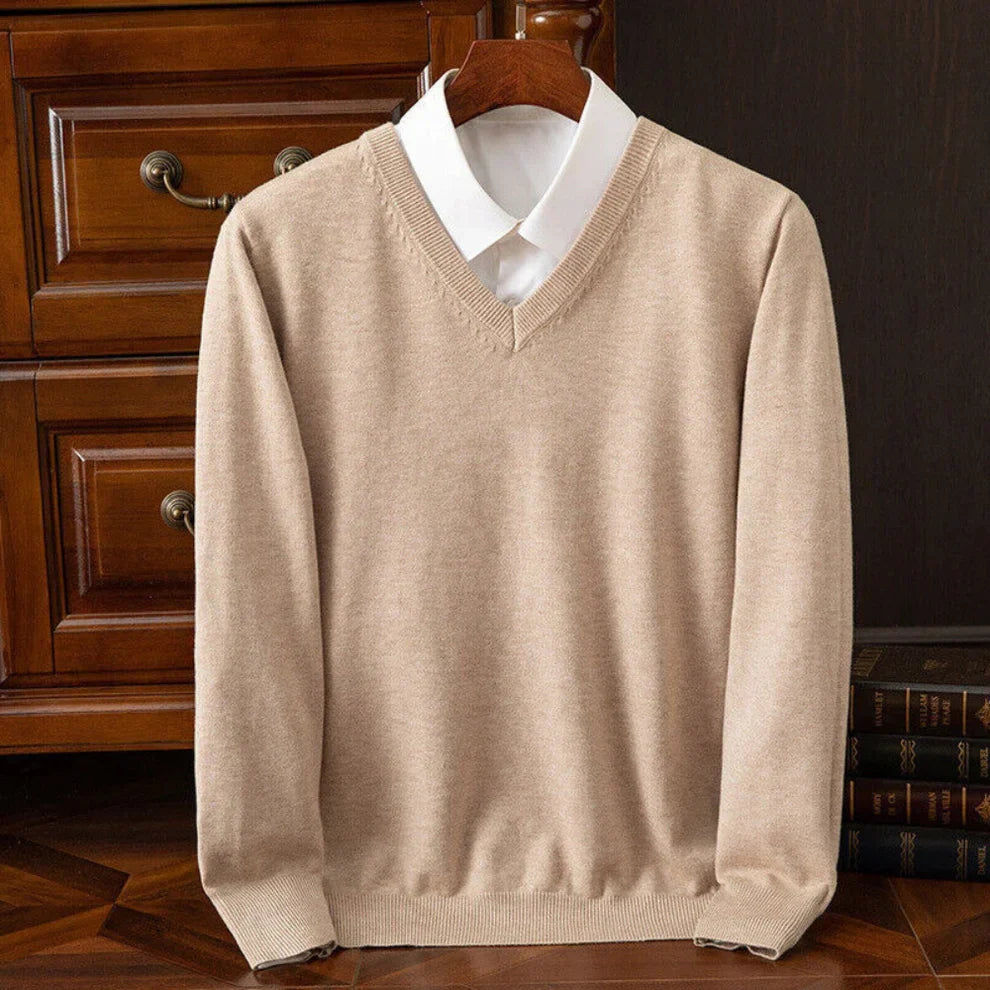 Men's v-neck long sleeve knitted sweater – men
