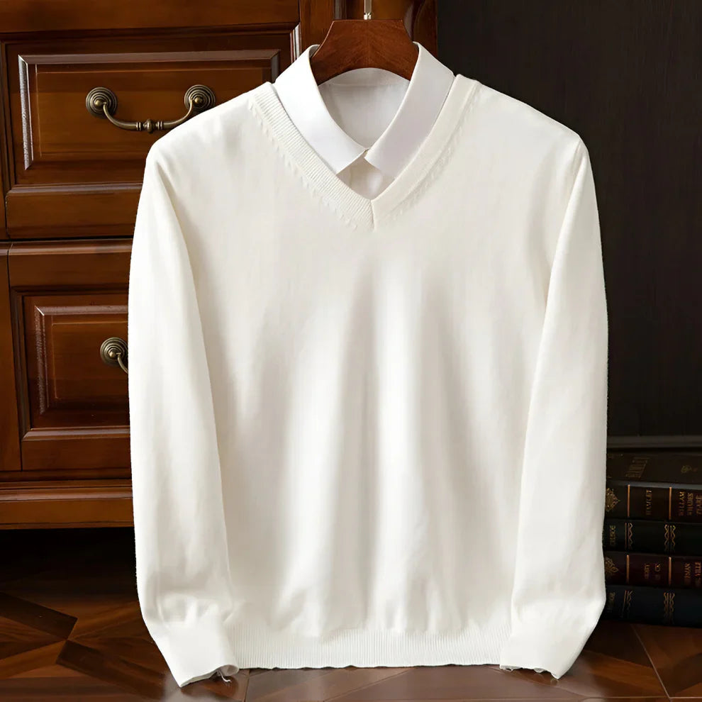Men's v-neck long sleeve knitted sweater – men
