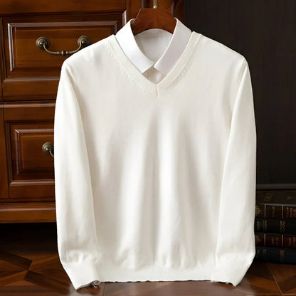 Men's v-neck long sleeve knitted sweater – men