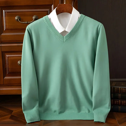 Men's v-neck long sleeve knitted sweater – men