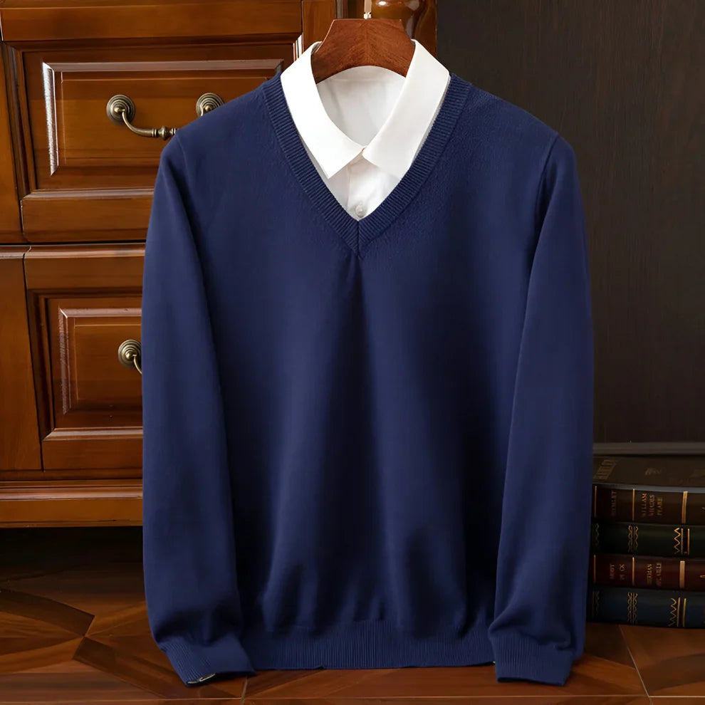 Men's v-neck long sleeve knitted sweater – men