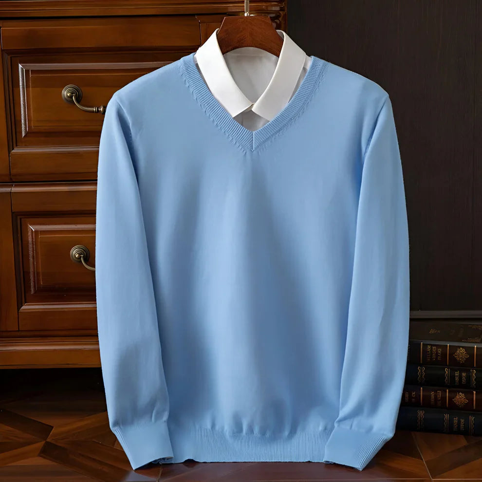 Men's v-neck long sleeve knitted sweater – men