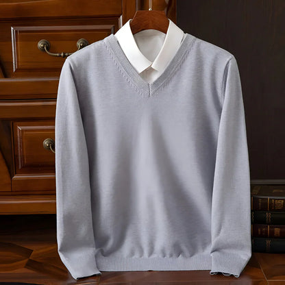 Men's v-neck long sleeve knitted sweater – men
