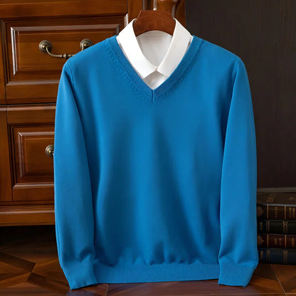 Men's v-neck long sleeve knitted sweater – men