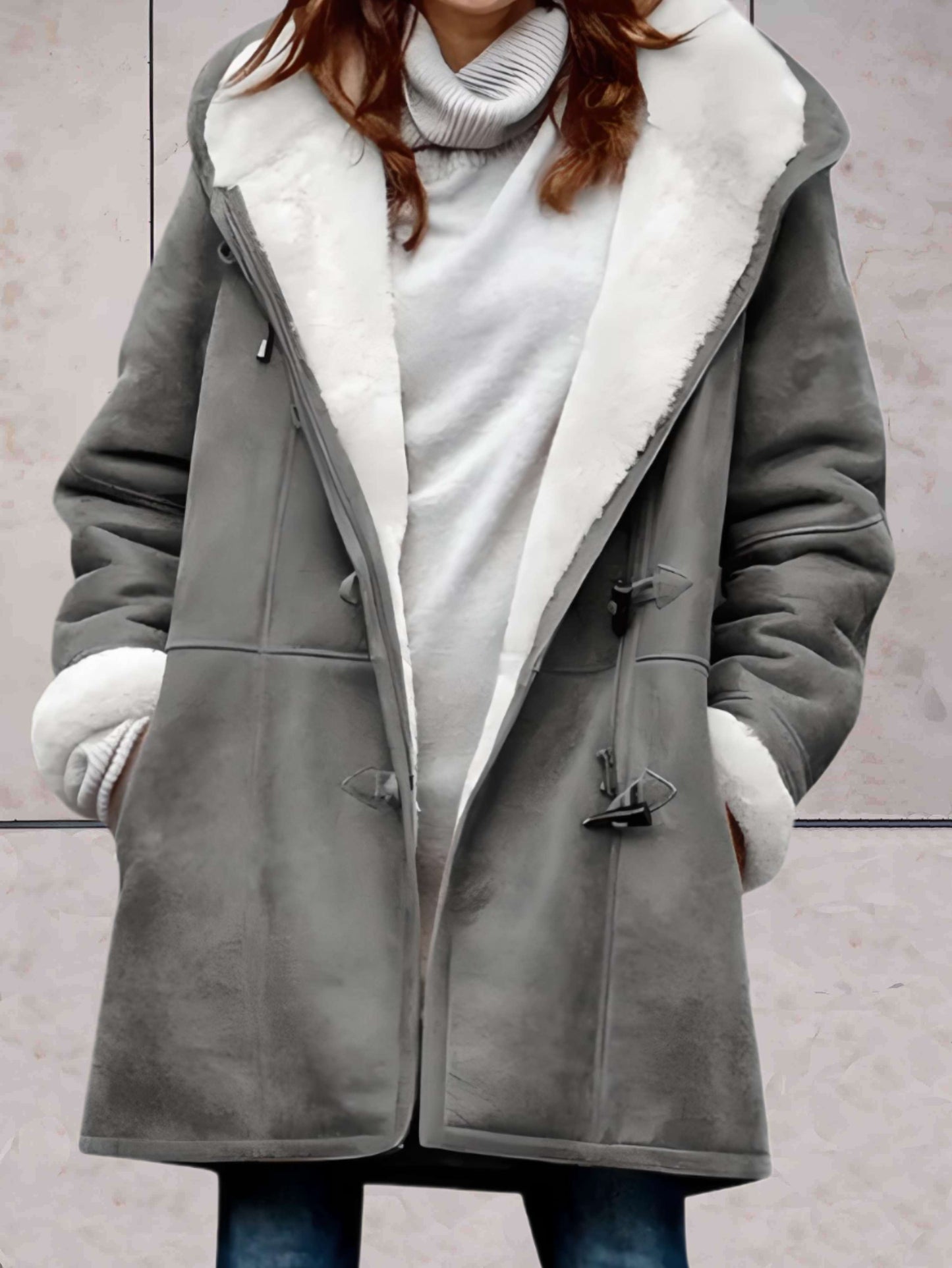 Aurora | Luxury Suede Imitation Winter Coat with Fleece Lining