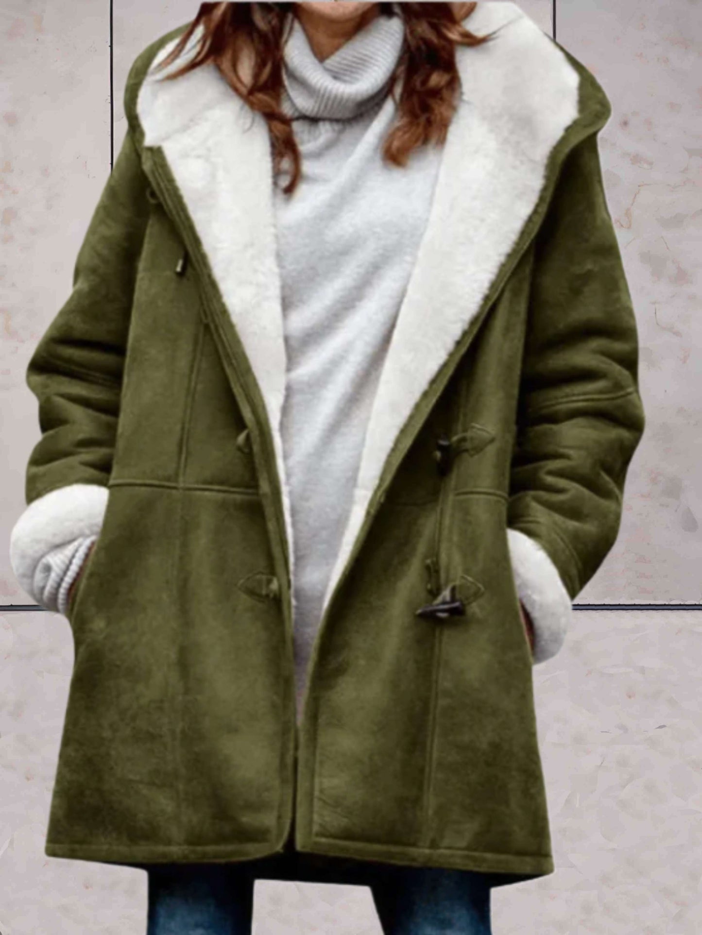 Aurora | Luxury Suede Imitation Winter Coat with Fleece Lining