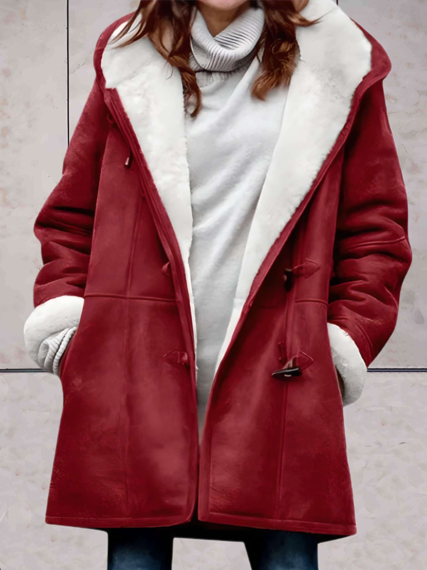 Aurora | Luxury Suede Imitation Winter Coat with Fleece Lining