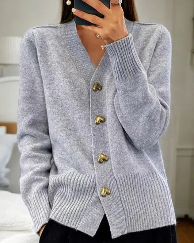 Adele – soft knit cardigan with heart buttons