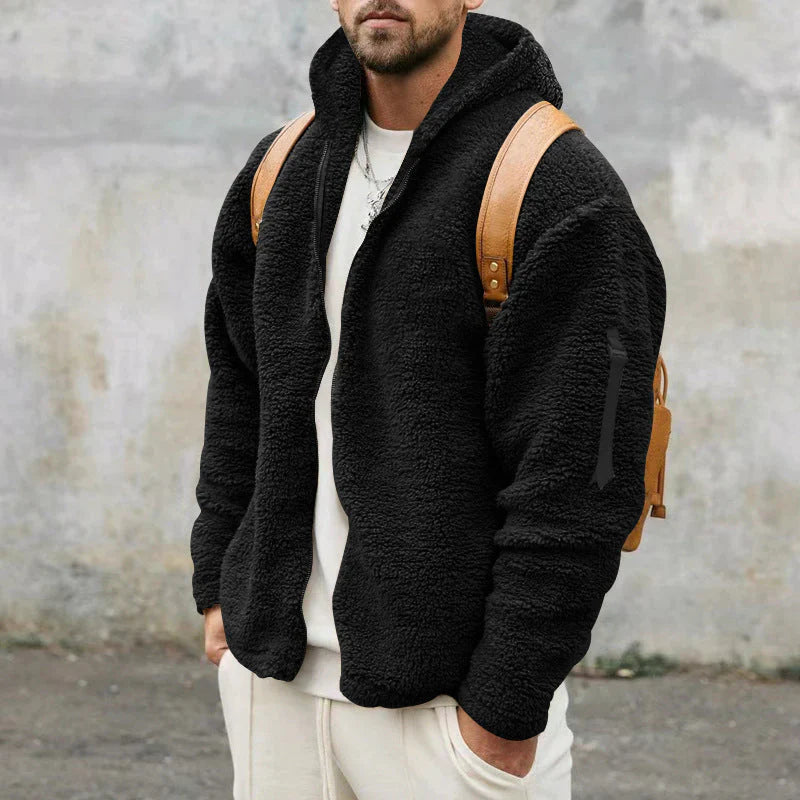 Men’s sherpa fleece jacket warm cosy zip-up – men