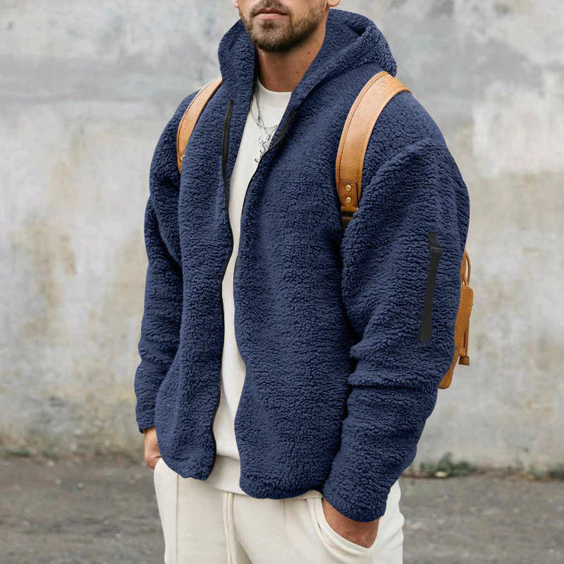 Men’s sherpa fleece jacket warm cosy zip-up – men
