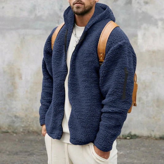 Men’s sherpa fleece jacket warm cosy zip-up – men