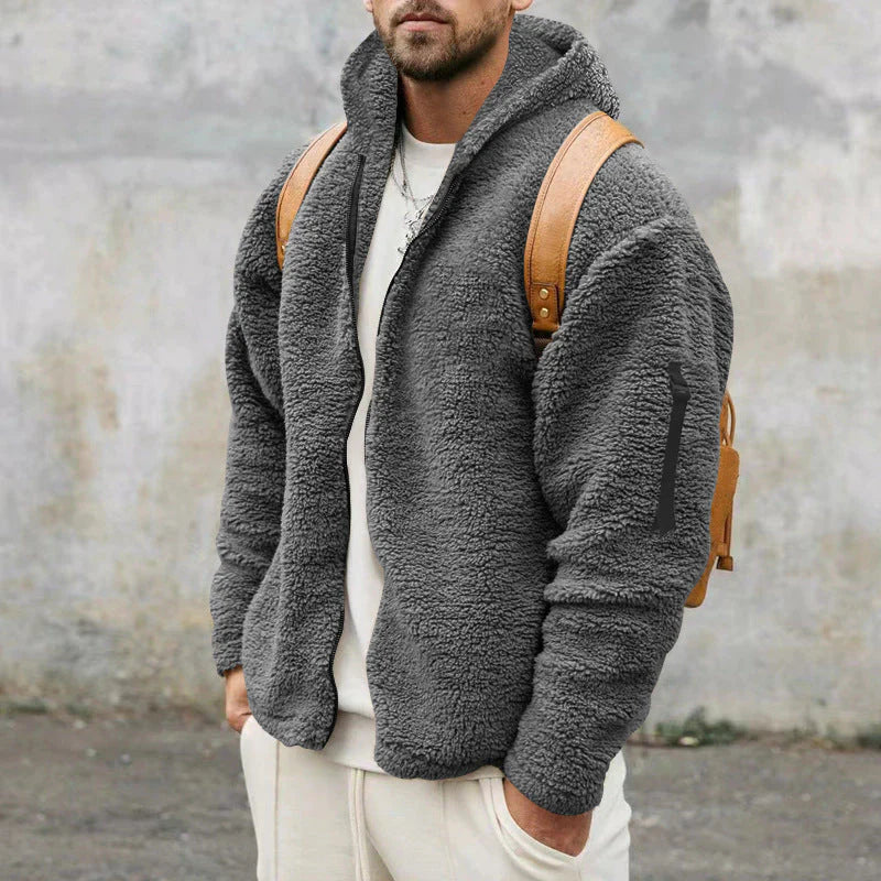Men’s sherpa fleece jacket warm cosy zip-up – men