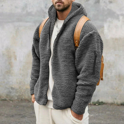 Men’s sherpa fleece jacket warm cosy zip-up – men