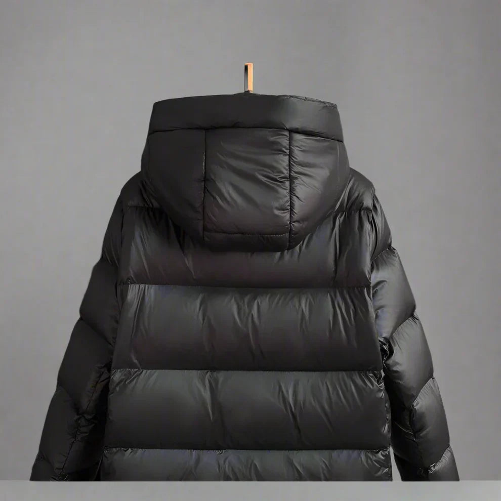 Women's long puffer winter coat with hood - women