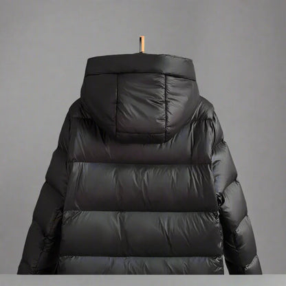 Women's long puffer winter coat with hood - women