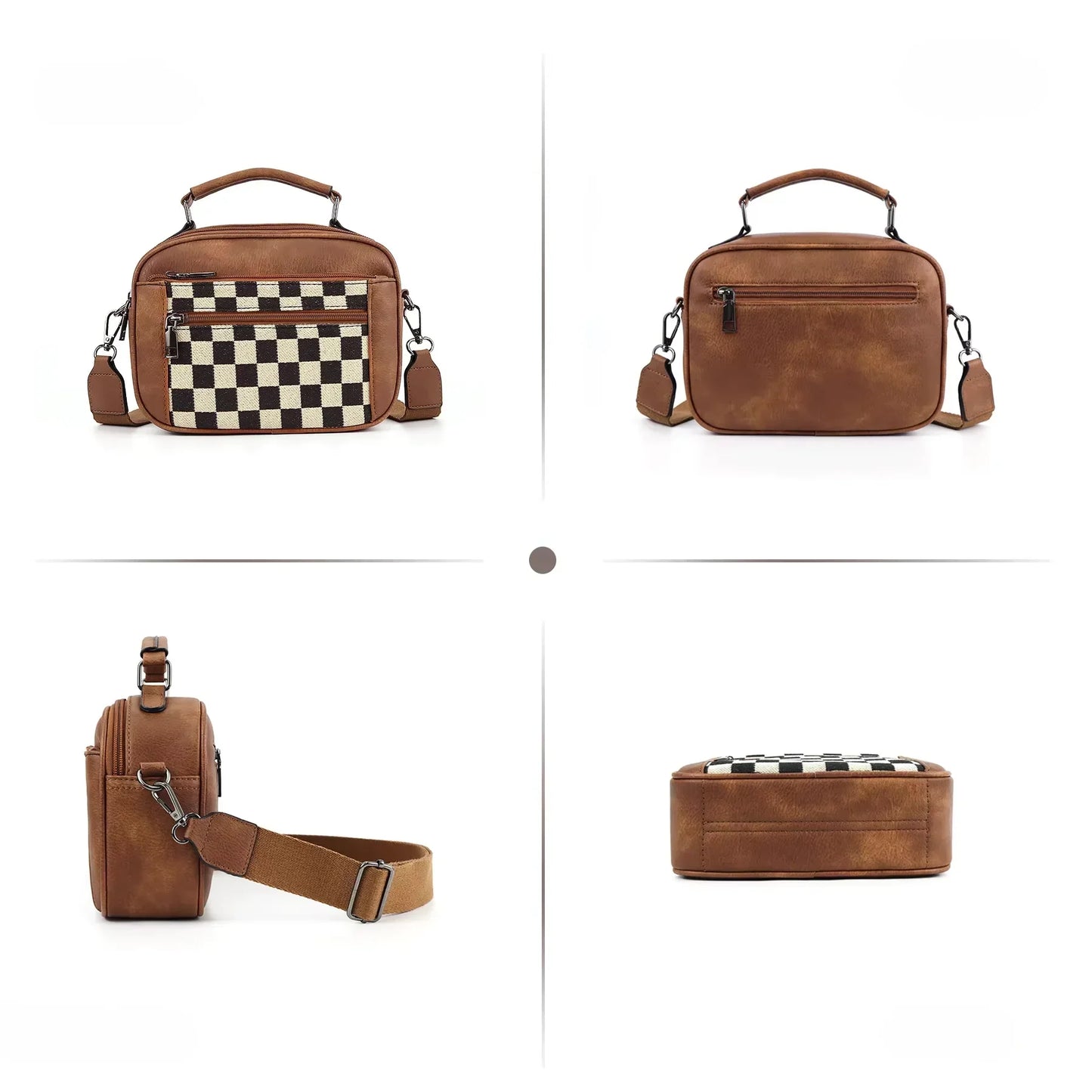 Monaco crossbody bag with check pattern