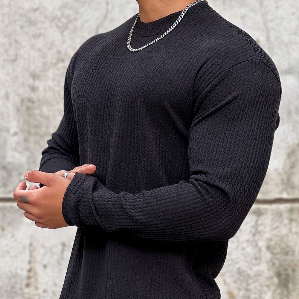 Oversized round-neck knit sweater – men