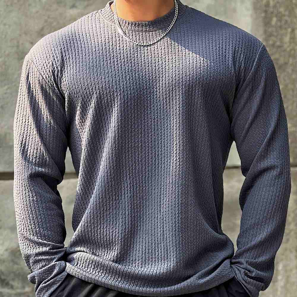 Oversized round-neck knit sweater – men