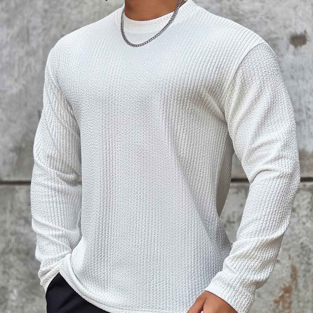Oversized round-neck knit sweater – men