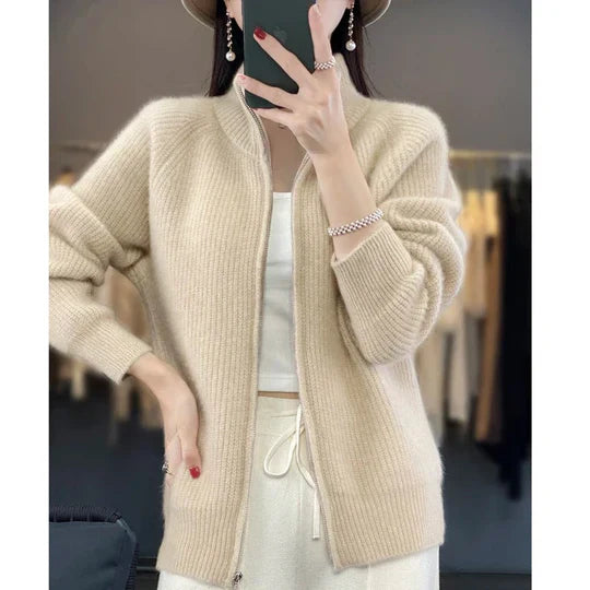 Wien  – elegant wool cardigan with zipper