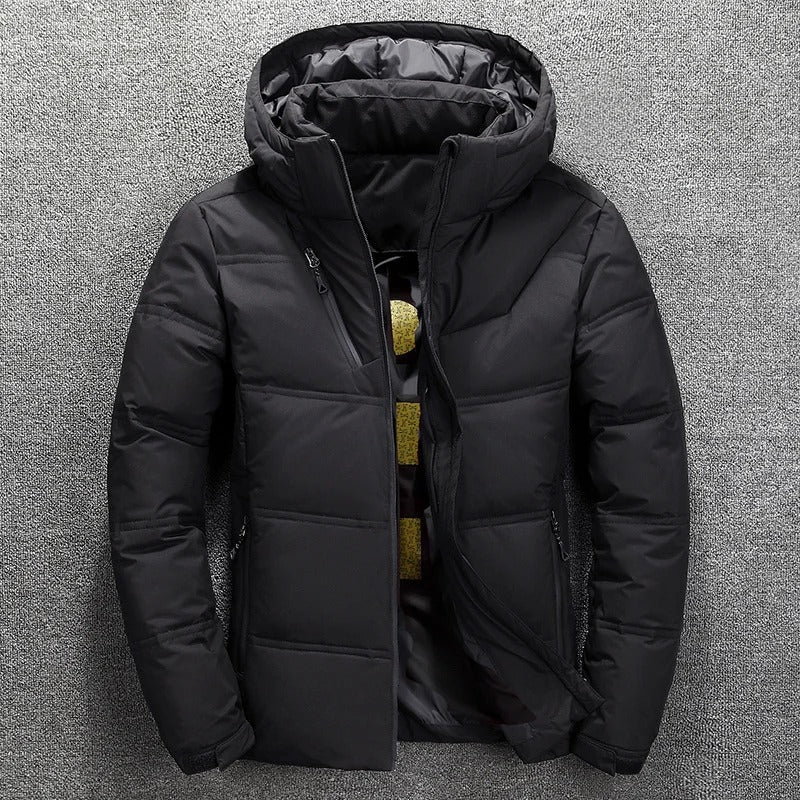 Men's winter jacket with hood and zipper