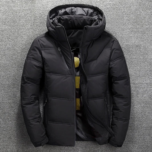 Men's winter jacket with hood and zipper