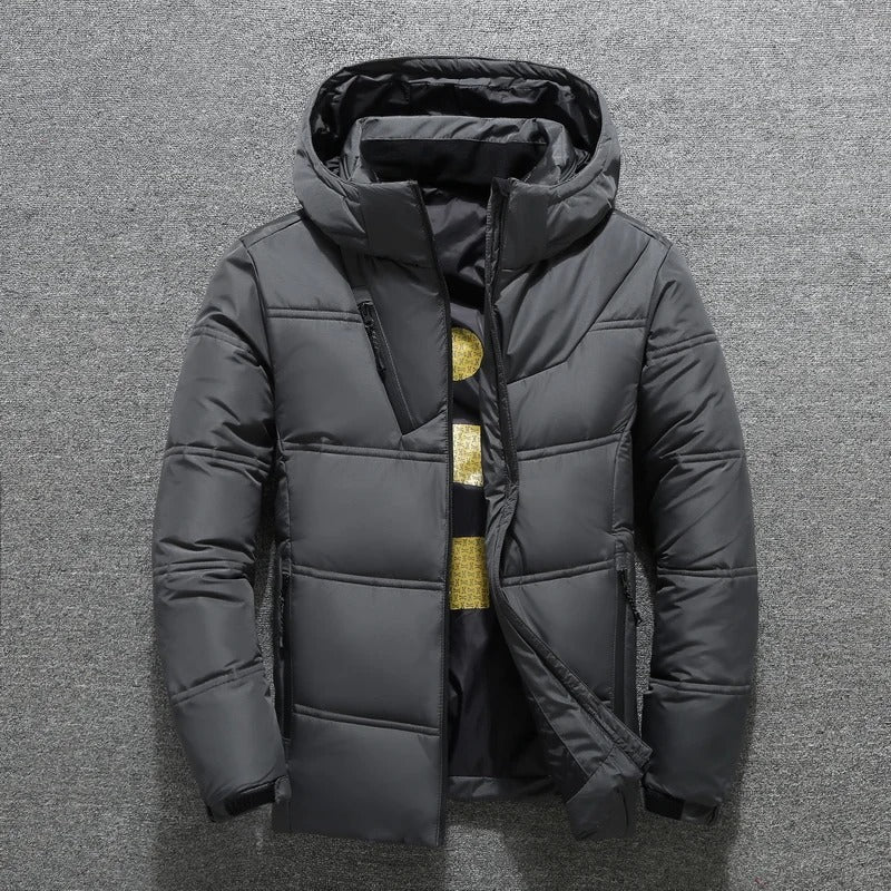 Men's winter jacket with hood and zipper