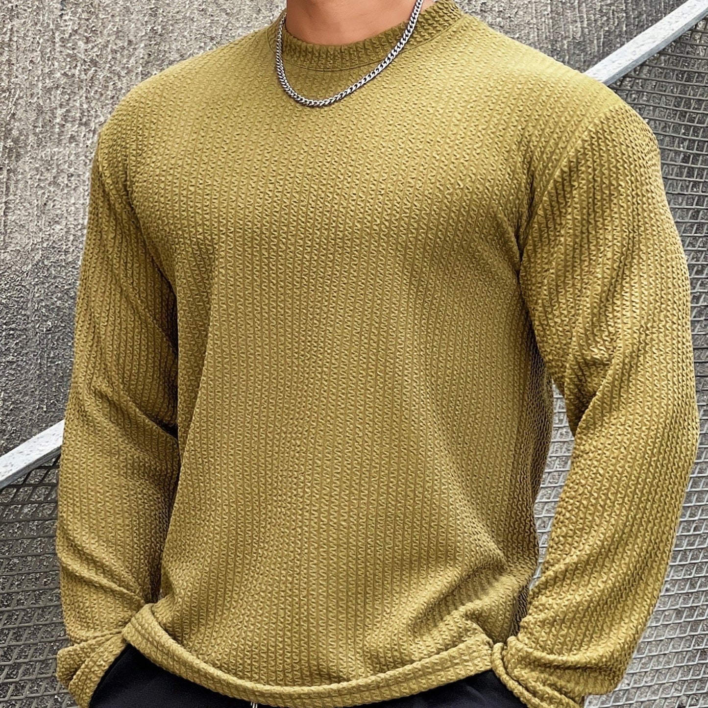 Oversized round-neck knit sweater – men