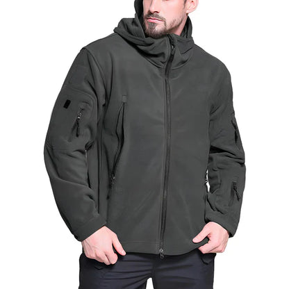 Men's tactical fleece jacket with hood - men