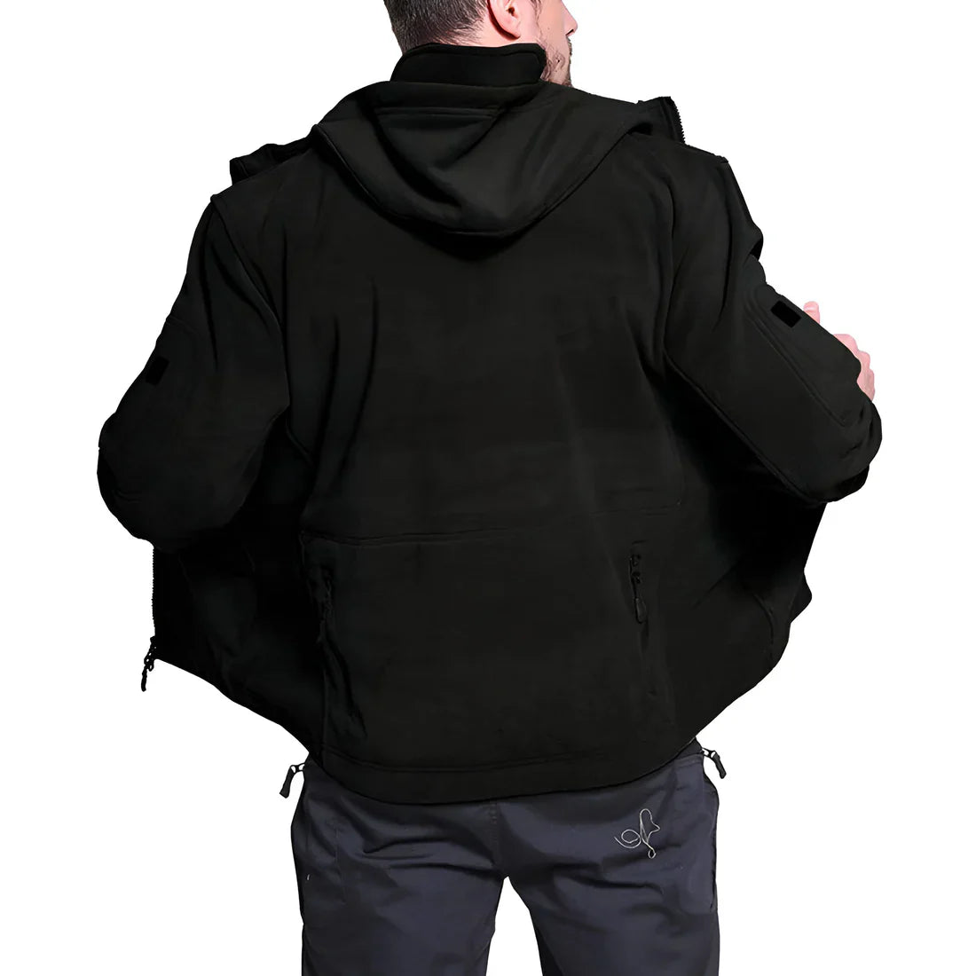 Men's tactical fleece jacket with hood - men