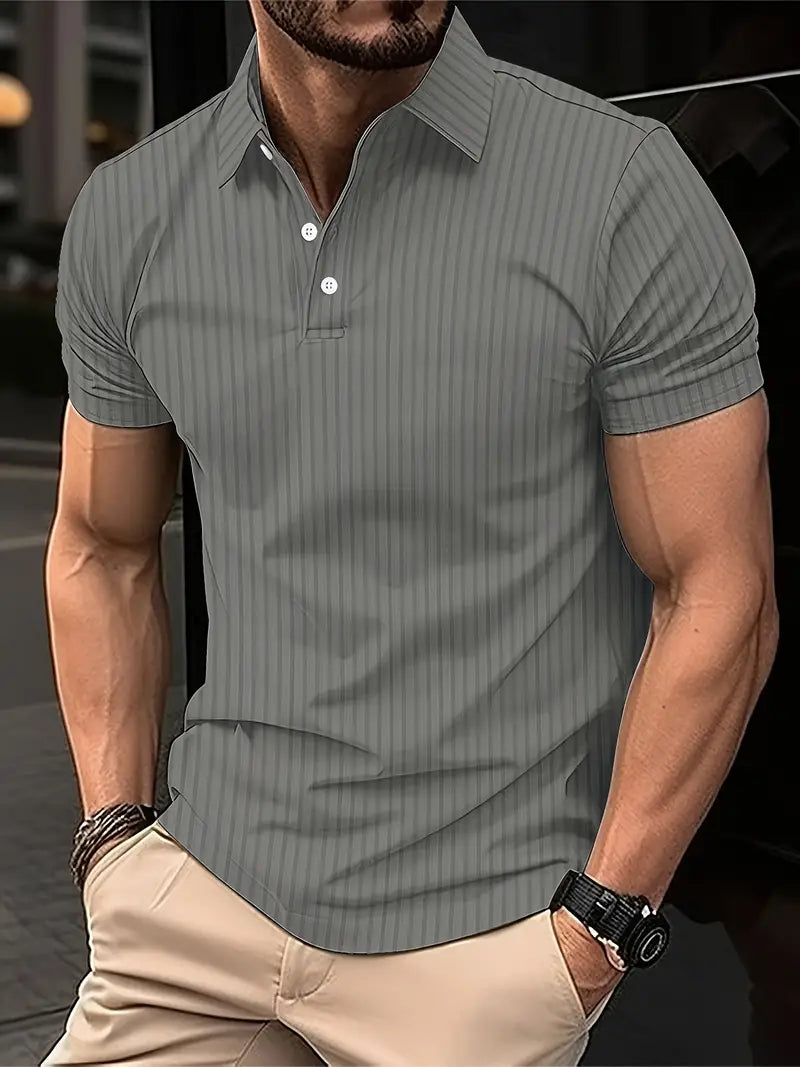 Casual Ribbed Short-Sleeve Shirt For Men