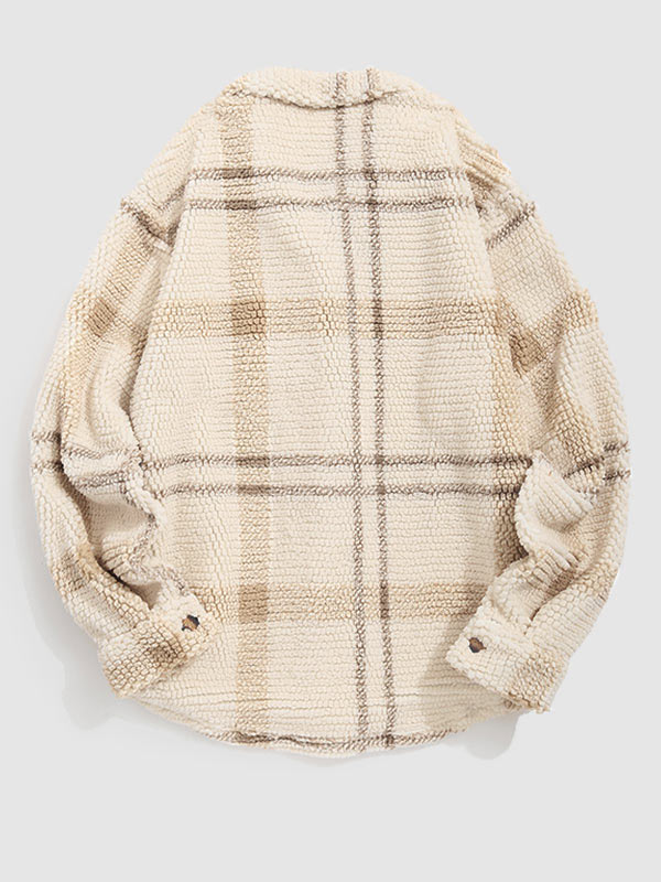 Men's Vintage Plaid Fleece Lapel Jacket