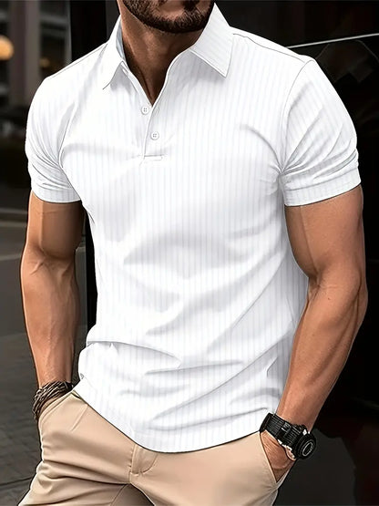 Casual Ribbed Short-Sleeve Shirt For Men